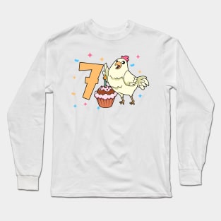 I am 7 with chicken - kids birthday 7 years old Long Sleeve T-Shirt